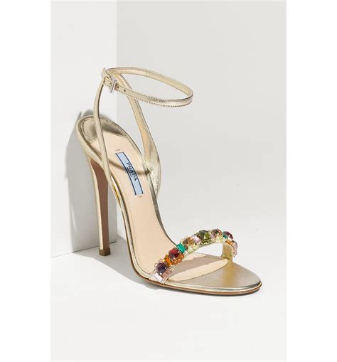 prada ankle strap sandal gold